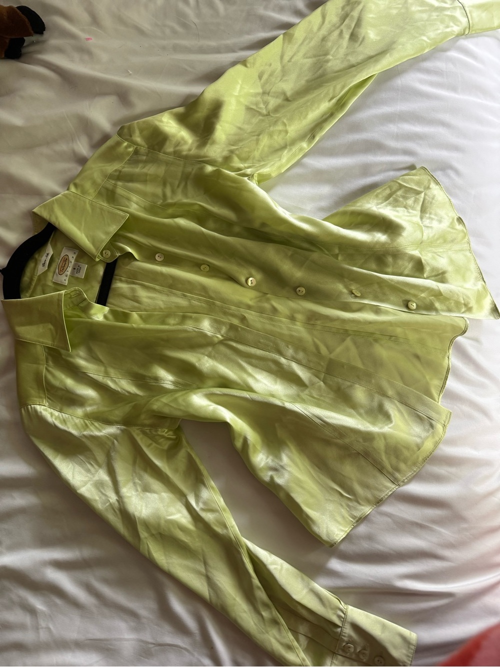 Vintage Talbots Light Lime Sheer Button-Up Blouse